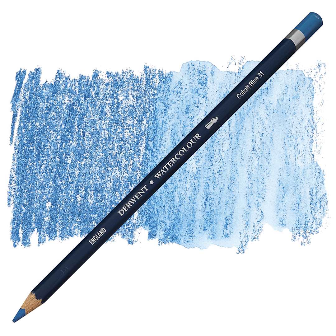 Open in modal - Derwent Watercolor Pencil - Cobalt Blue pencil and swatch