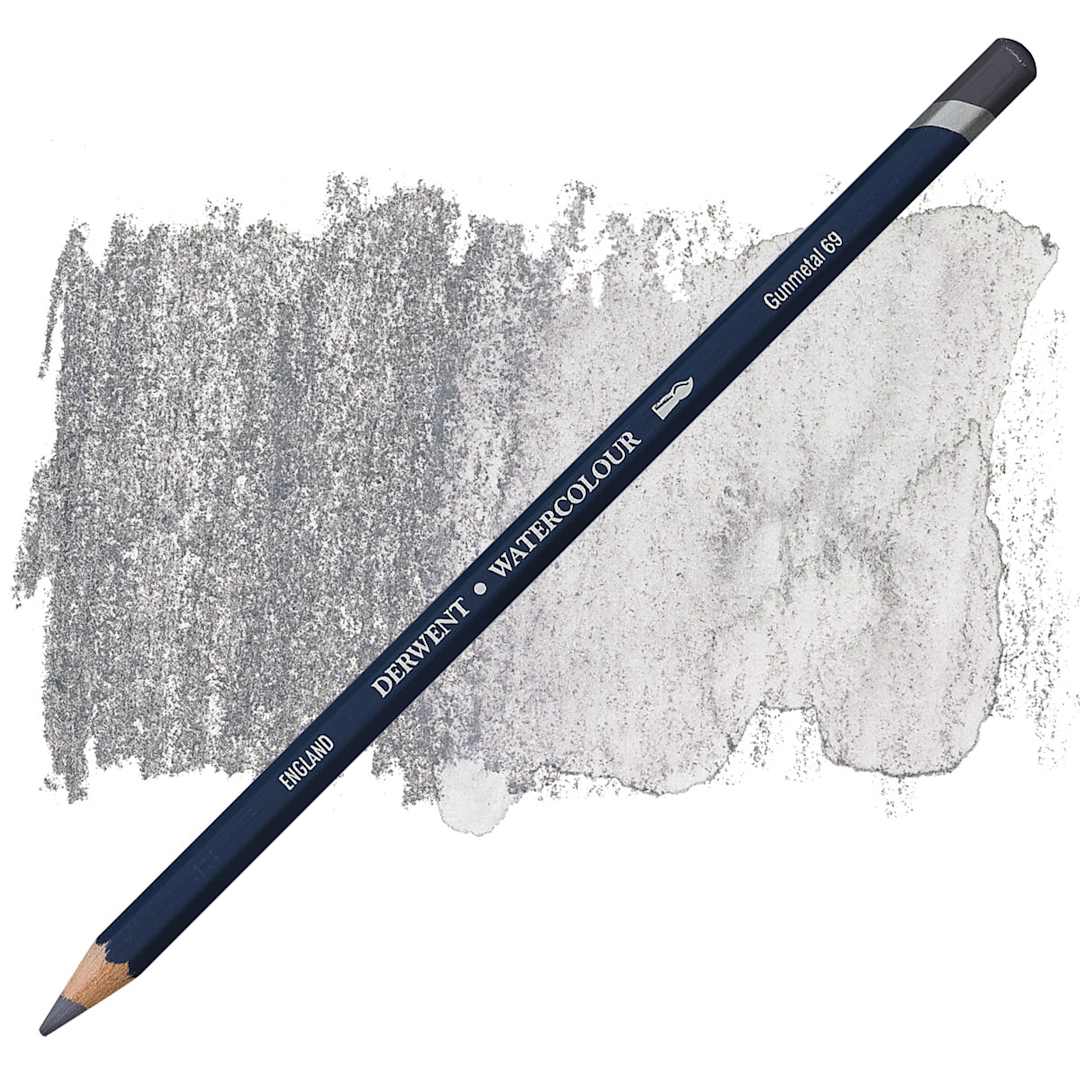 Open in modal - Derwent Watercolor Pencil - Gunmetal pencil and swatch