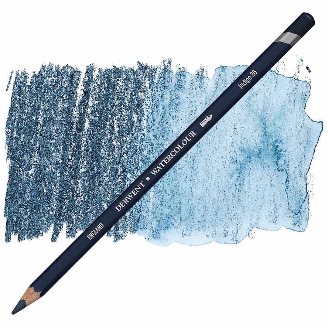 Open in modal - Derwent Watercolor Pencil - Indigo pencil and swatch