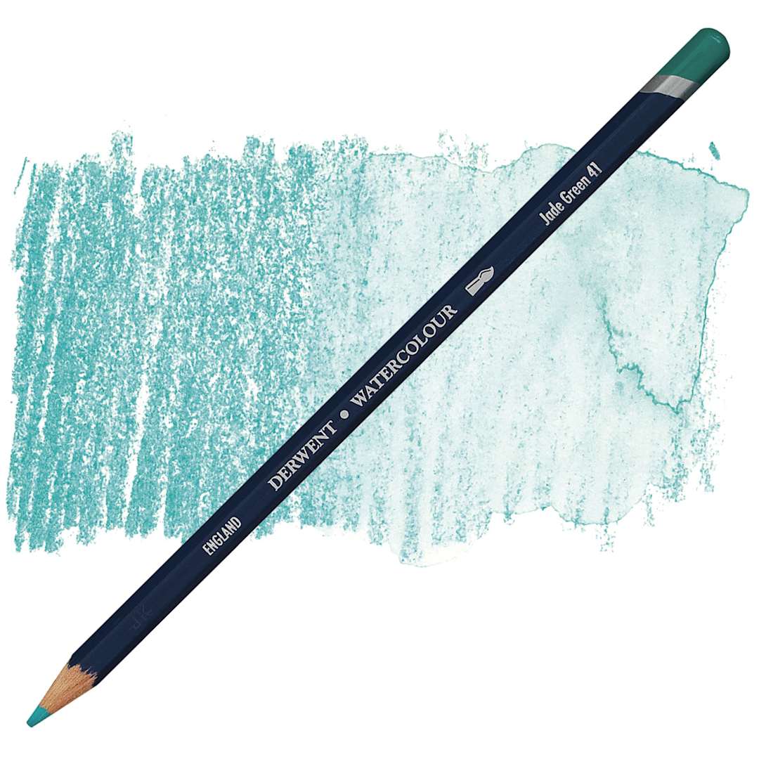 Open in modal - Derwent Watercolor Pencil - Jade Green pencil and swatch
