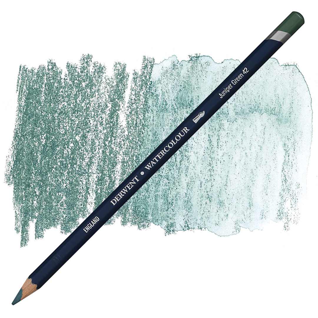 Open in modal - Derwent Watercolor Pencil - Juniper Green pencil and swatch