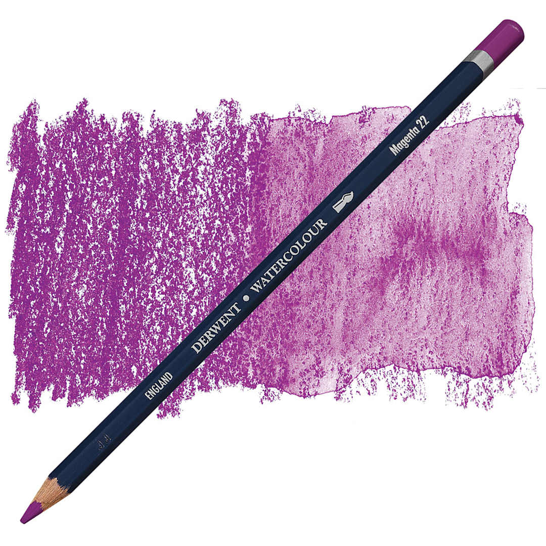 Open in modal - Derwent Watercolor Pencil - Magenta pencil and swatch