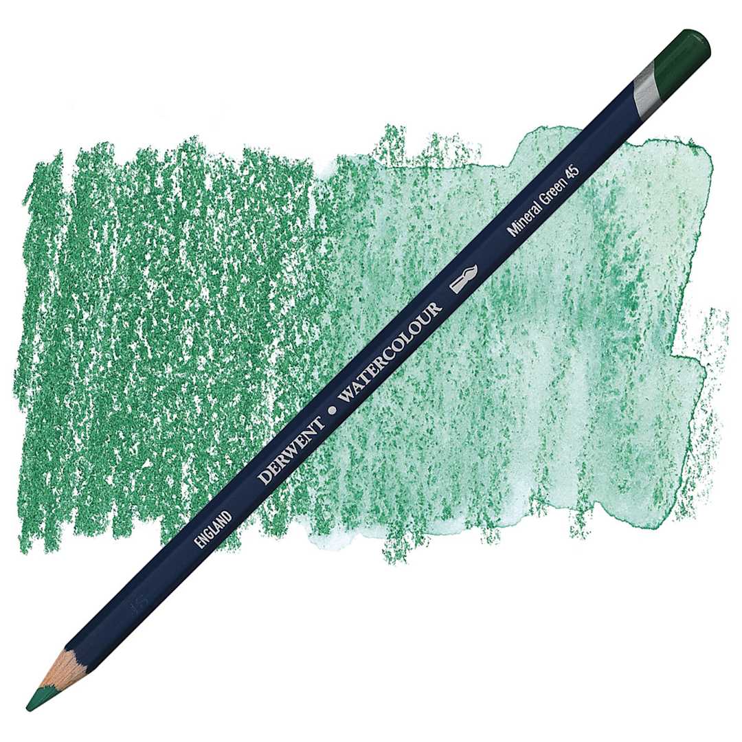 Open in modal - Derwent Watercolor Pencil - Mineral Green pencil and swatch