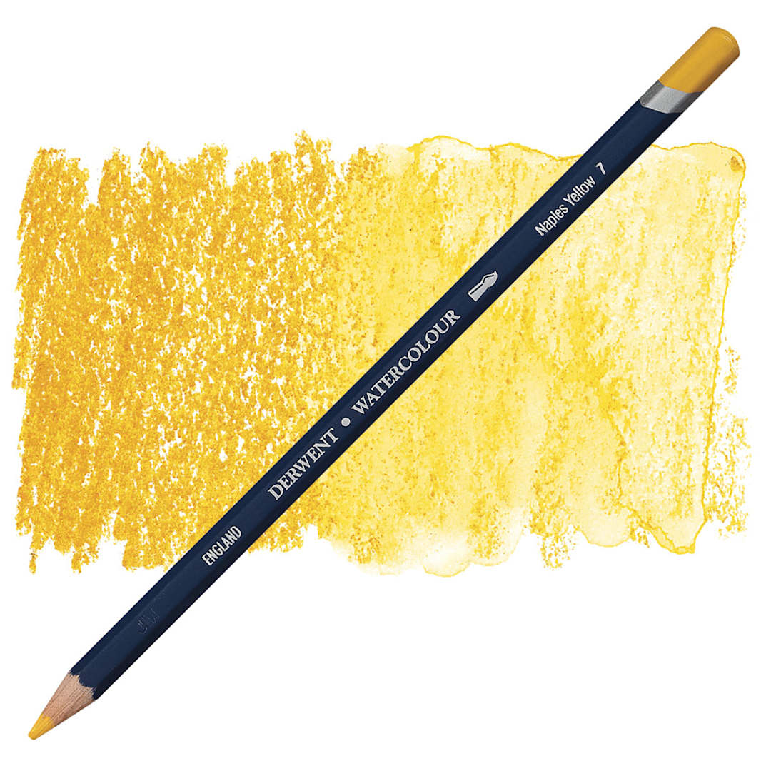 Open in modal - Derwent Watercolor Pencil - Naples Yellow pencil and swatch