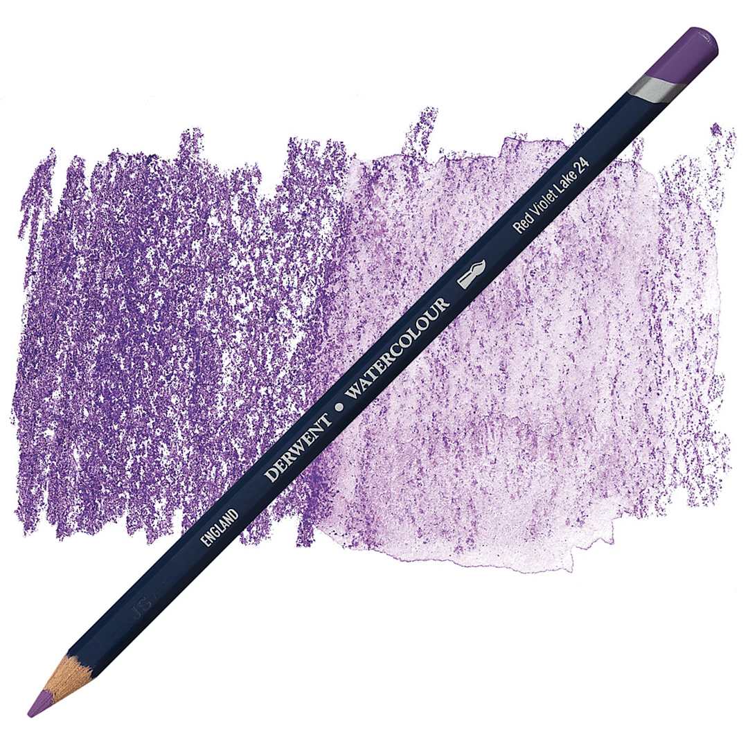 Open in modal - Derwent Watercolor Pencil - Red Violet Lake pencil and swatch