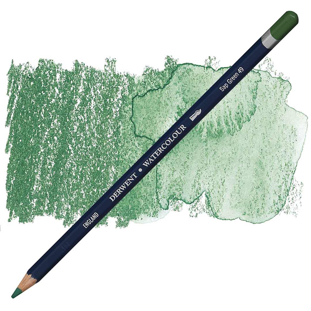 Open in modal - Derwent Watercolor Pencil - Sap Green pencil and swatch