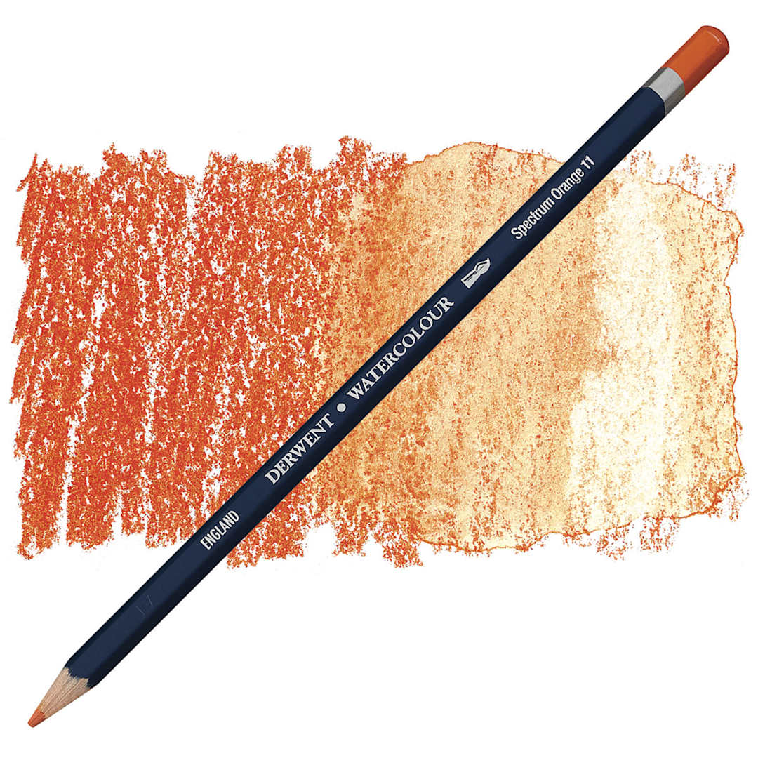 Open in modal - Derwent Watercolor Pencil - Spectrum Orange pencil and swatch