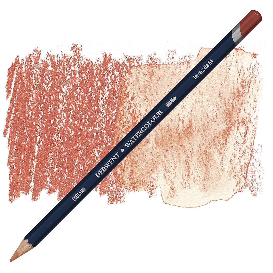 Open in modal - Derwent Watercolor Pencil - Terracotta pencil and swatch