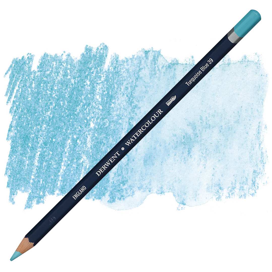 Open in modal - Derwent Watercolor Pencil - Turquoise Blue pencil and swatch