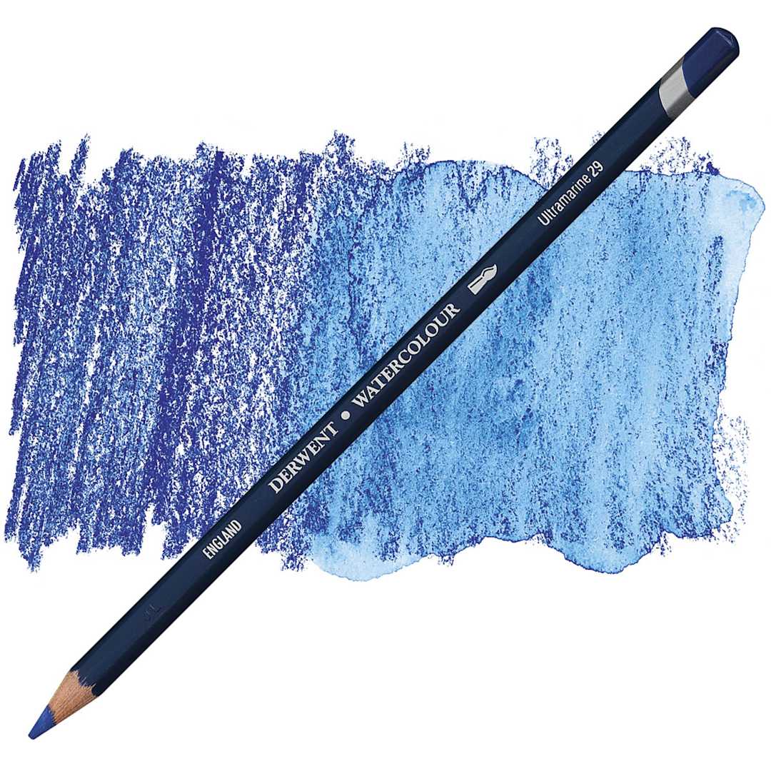 Open in modal - Derwent Watercolor Pencil - Ultramarine pencil and swatch