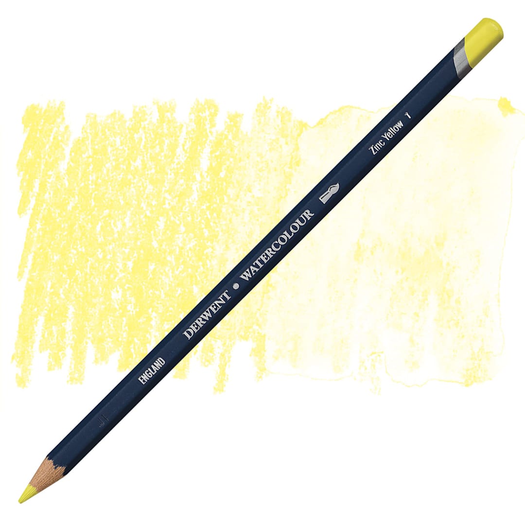 Open in modal - Derwent Watercolor Pencil - Zinc Yellow pencil and swatch