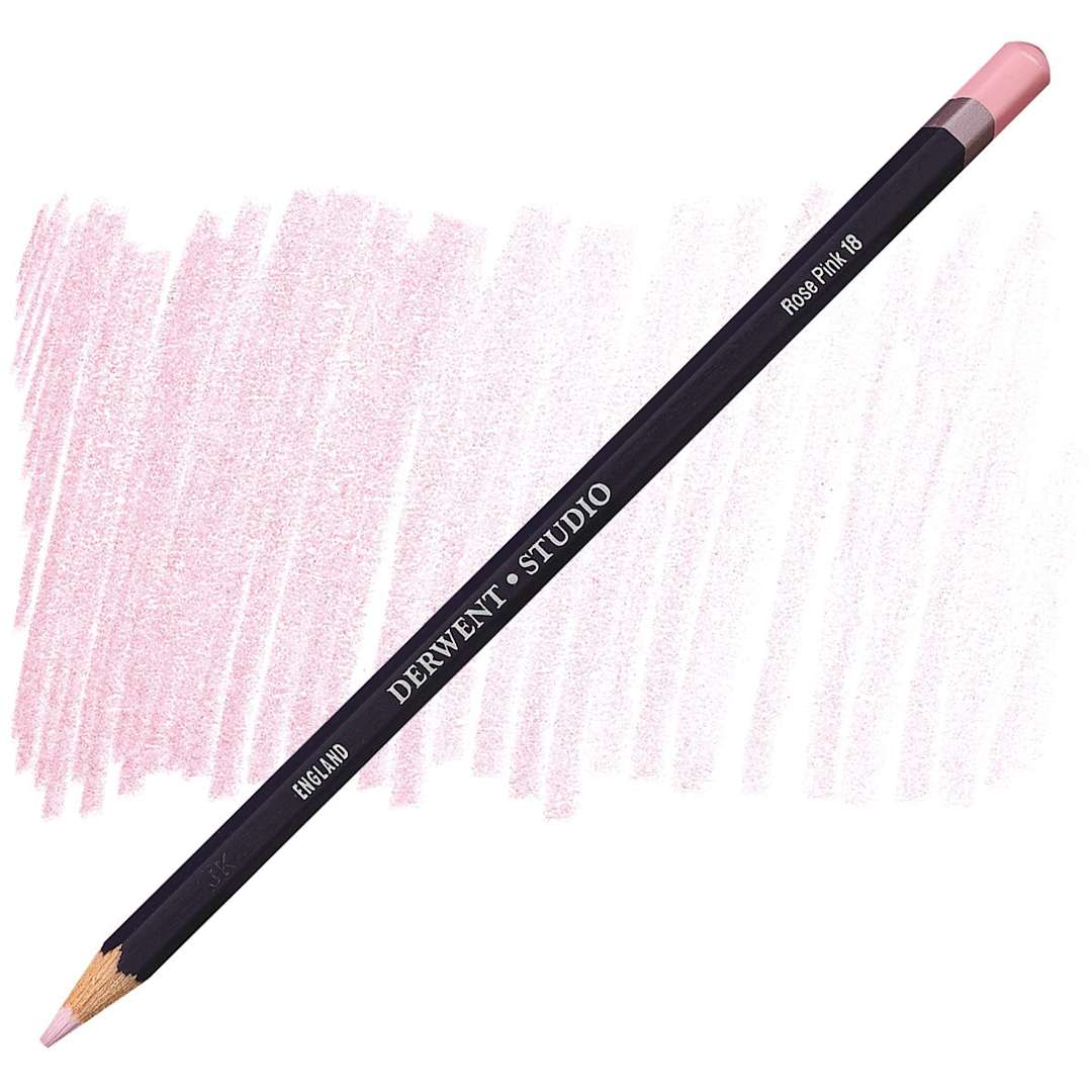 Open in modal - Derwent Studio Colored Pencil - Rose Pink pencil and swatch