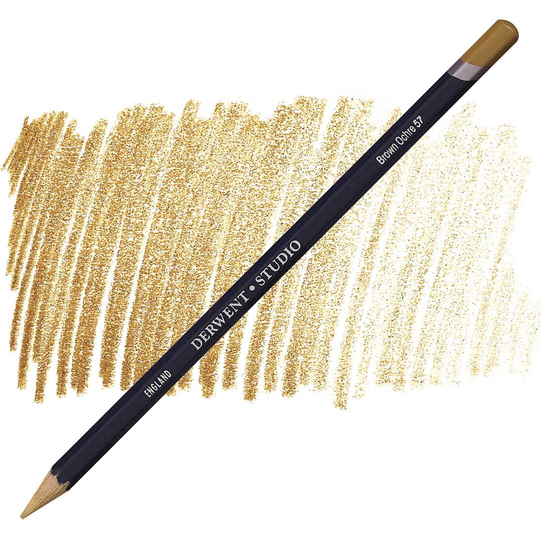 Open in modal - Derwent Studio Colored Pencil - Brown Ochre pencil and swatch