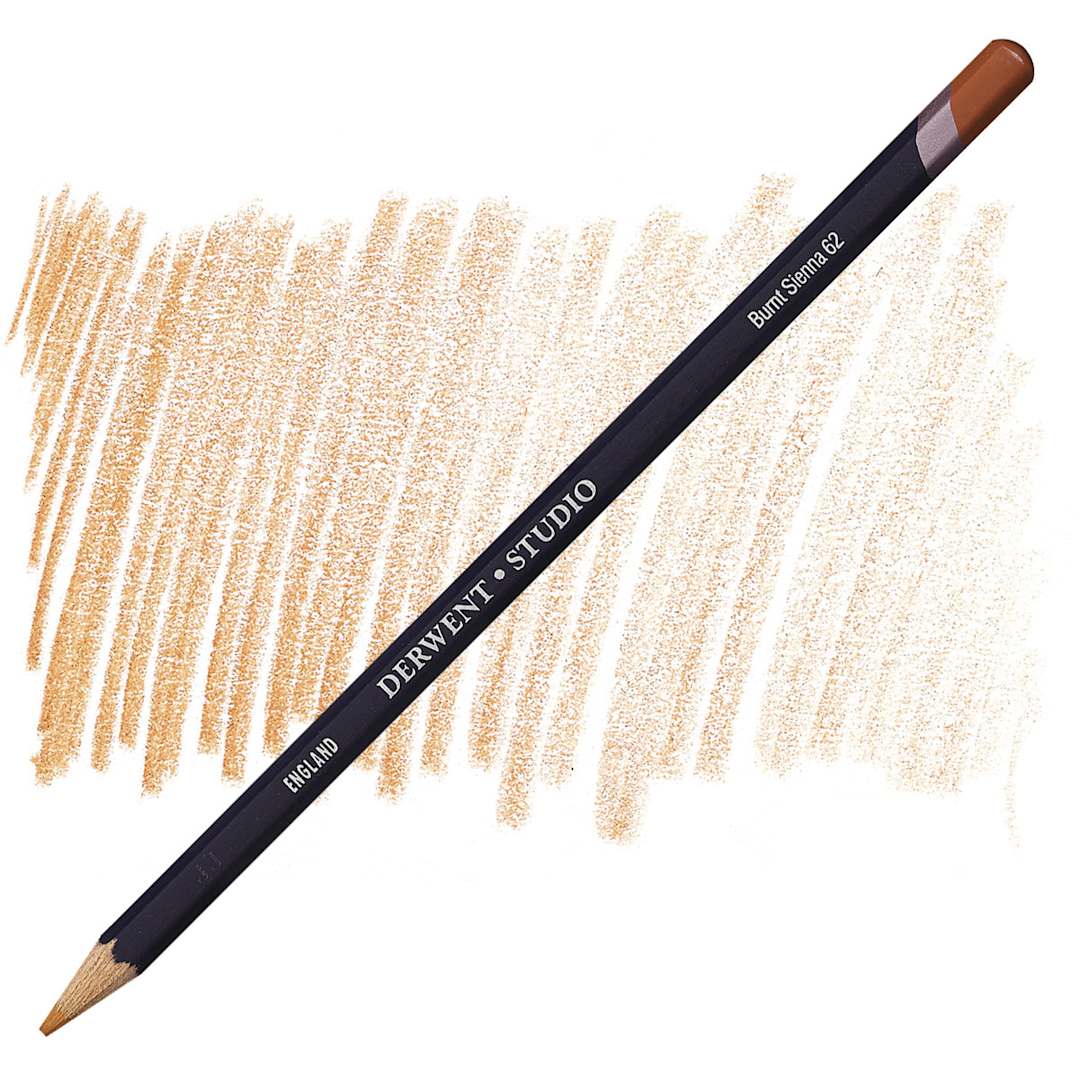 Open in modal - Derwent Studio Colored Pencil - Burnt Sienna pencil and swatch