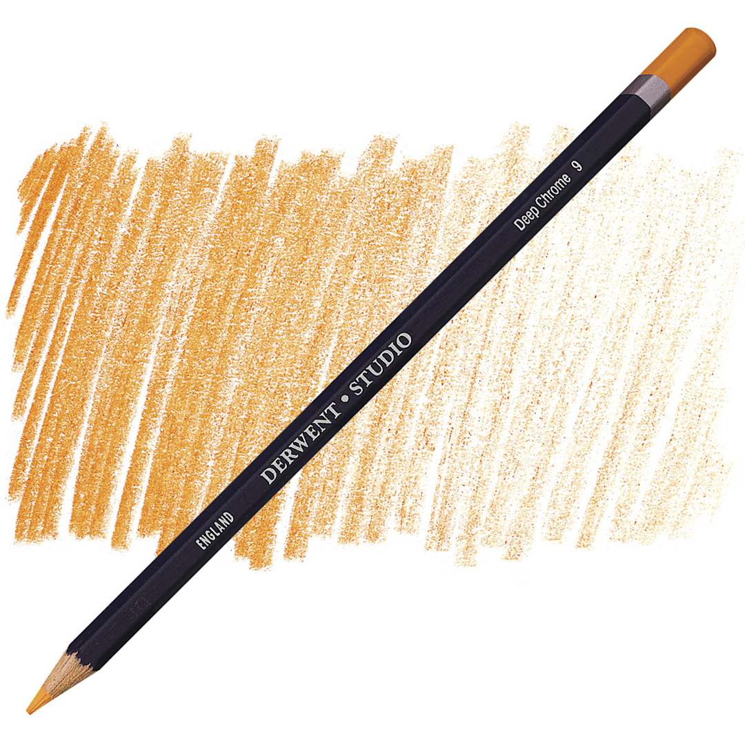 Open in modal - Derwent Studio Colored Pencil - Deep Chrome pencil and swatch