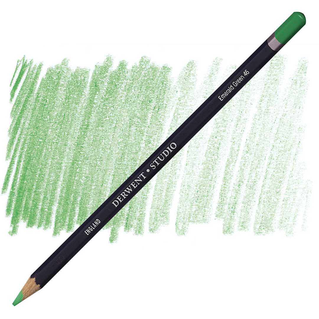 Open in modal - Derwent Studio Colored Pencil - Emerald Green pencil and swatch