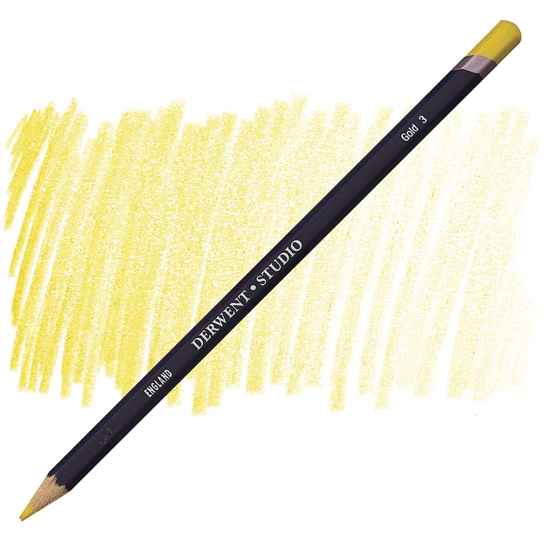 Open in modal - Derwent Studio Colored Pencil - Gold pencil and swatch