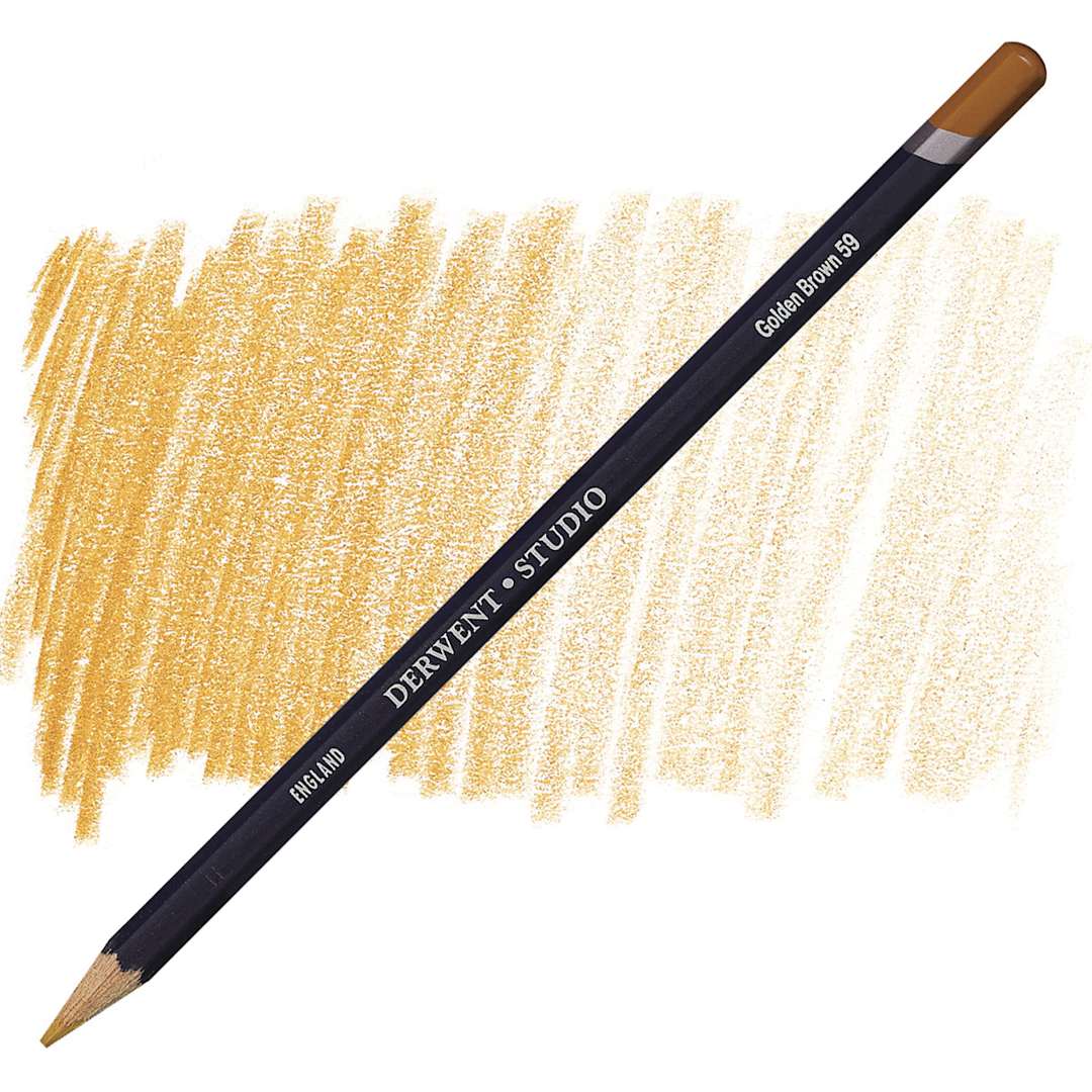 Open in modal - Derwent Studio Colored Pencil - Golden Brown pencil and swatch