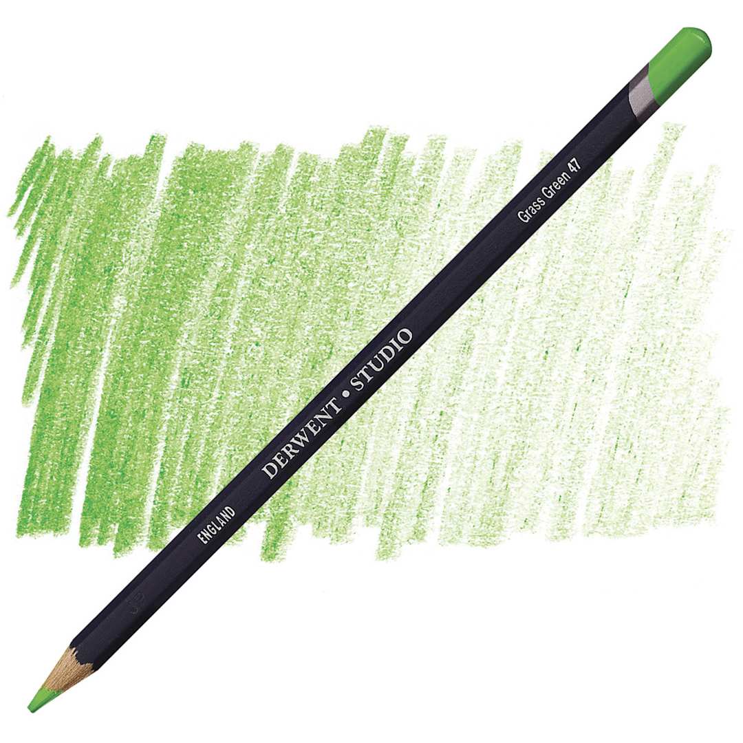 Open in modal - Derwent Studio Colored Pencil - Grass Green pencil and swatch