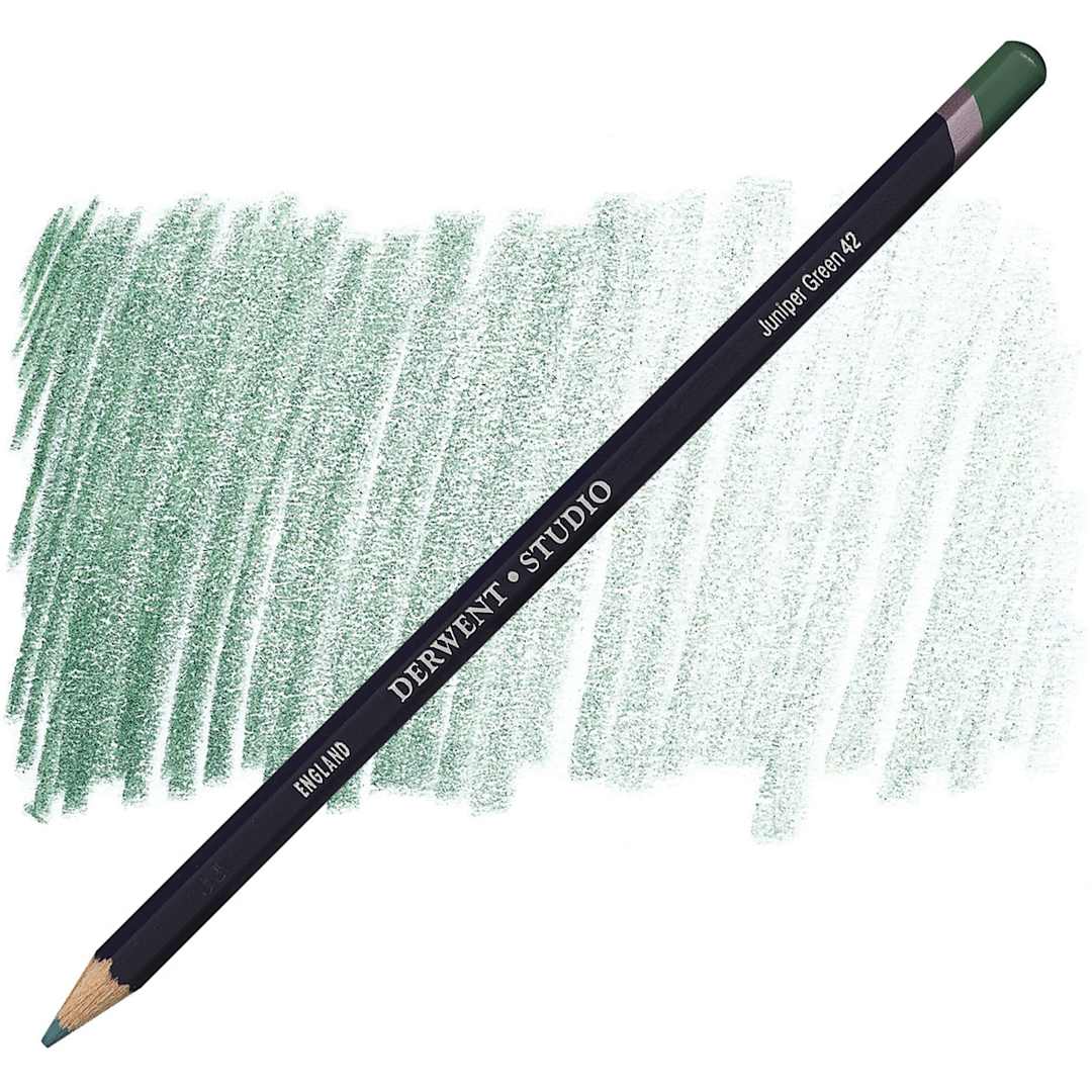 Open in modal - Derwent Studio Colored Pencil - Juniper Green pencil and swatch