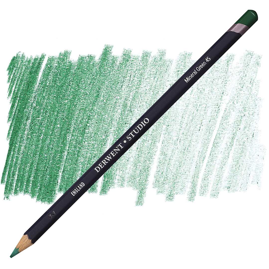 Open in modal - Derwent Studio Colored Pencil - Mineral Green pencil and swatch