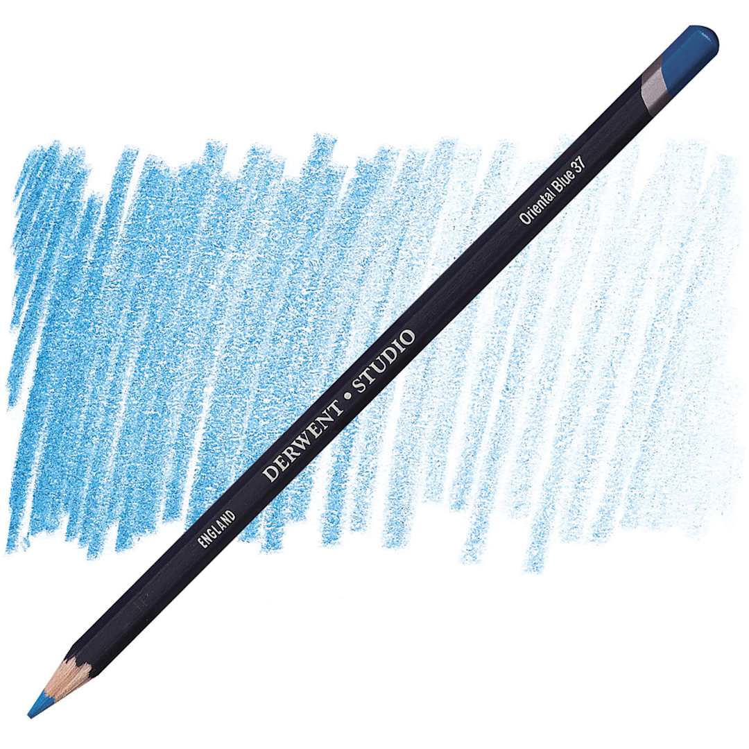 Open in modal - Derwent Studio Colored Pencil - Oriental Blue pencil and swatch