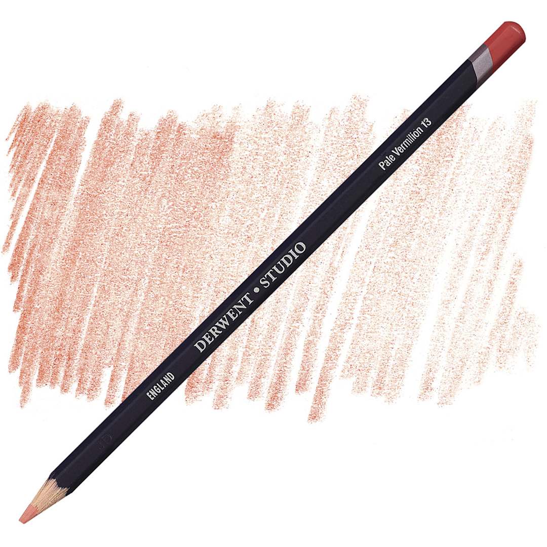 Open in modal - Derwent Studio Colored Pencil - Pale Vermilion pencil and swatch