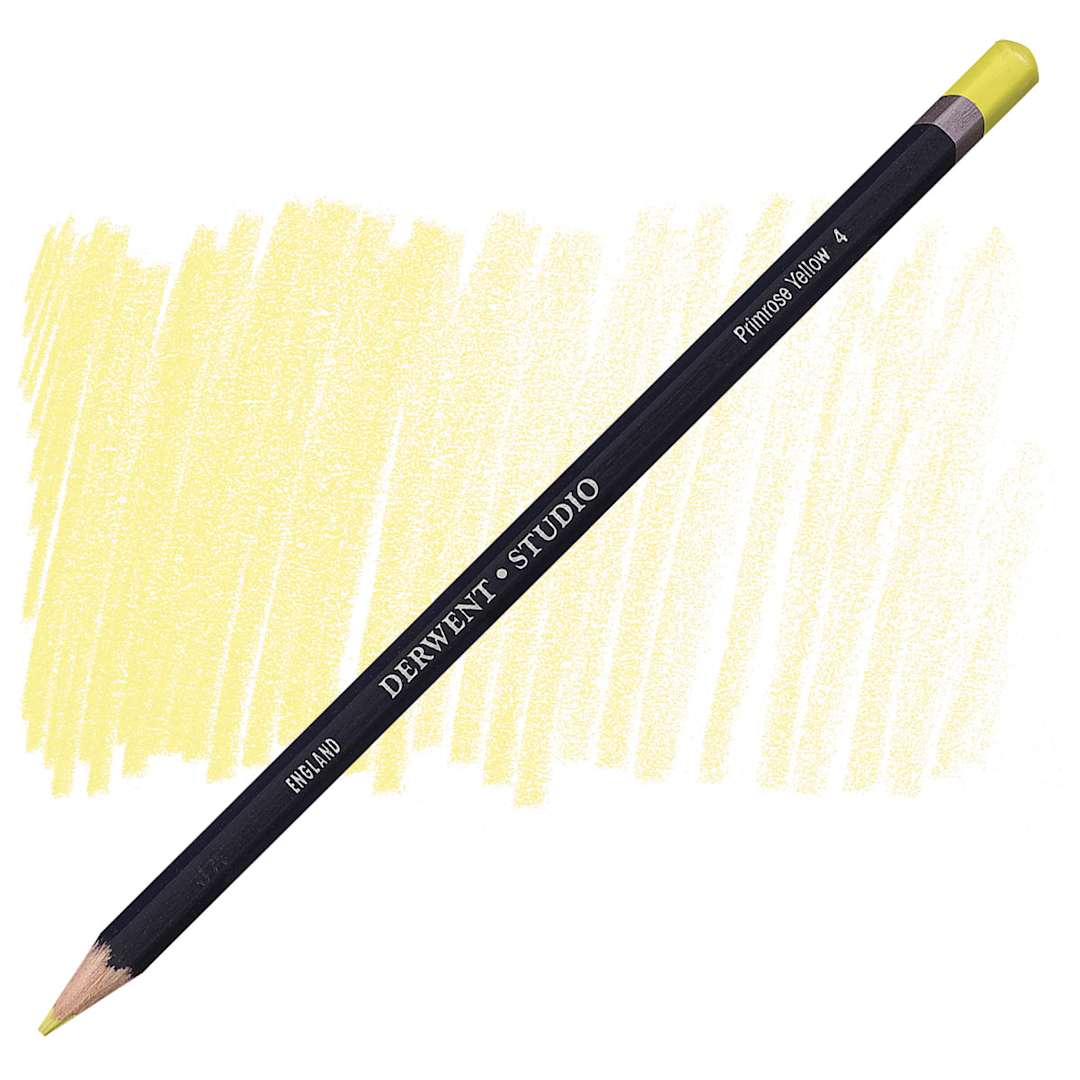 Open in modal - Derwent Studio Colored Pencil - Primrose Yellow pencil and swatch