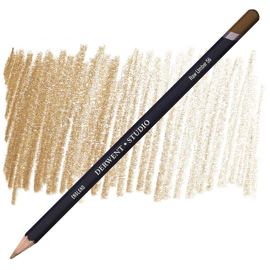 Open in modal - Derwent Studio Colored Pencil - Raw Umber pencil and swatch