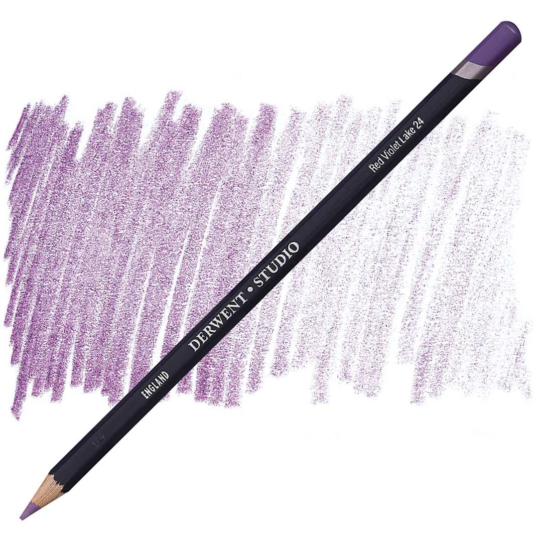 Open in modal - Derwent Studio Colored Pencil - Red Violet Lake pencil and swatch