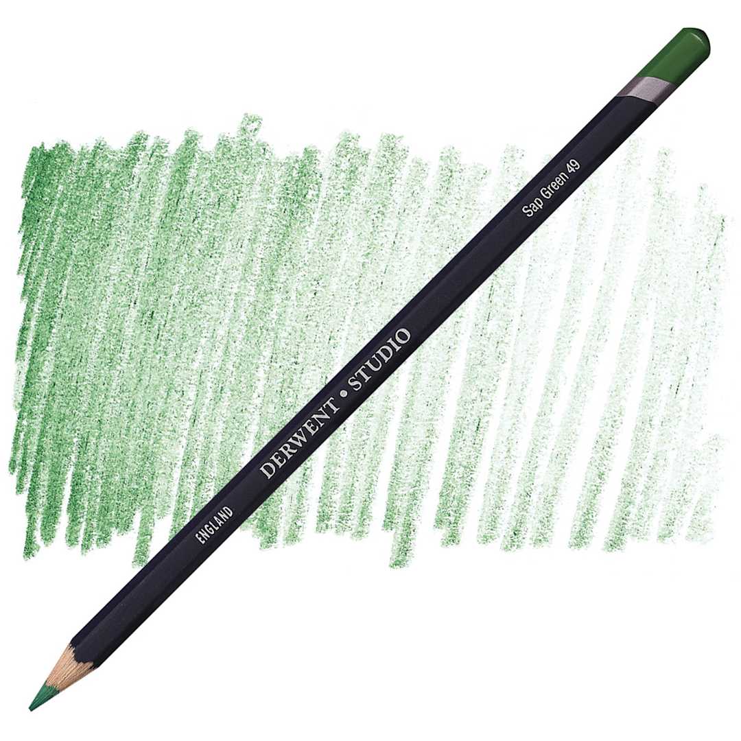 Open in modal - Derwent Studio Colored Pencil - Sap Green pencil and swatch