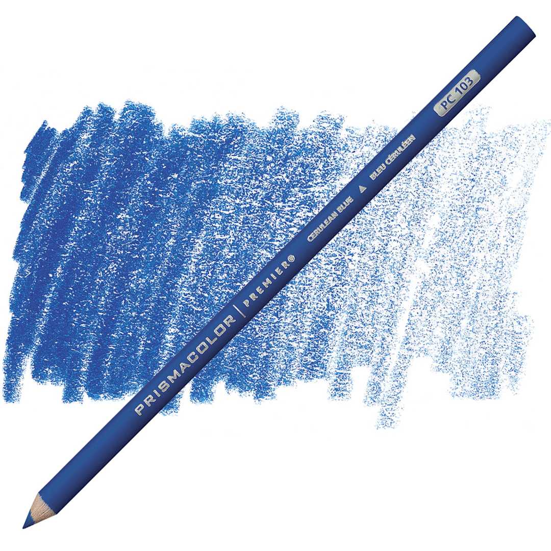 Open in modal - Prismacolor Premier Colored Pencil - Cerulean Blue pencil and swatch