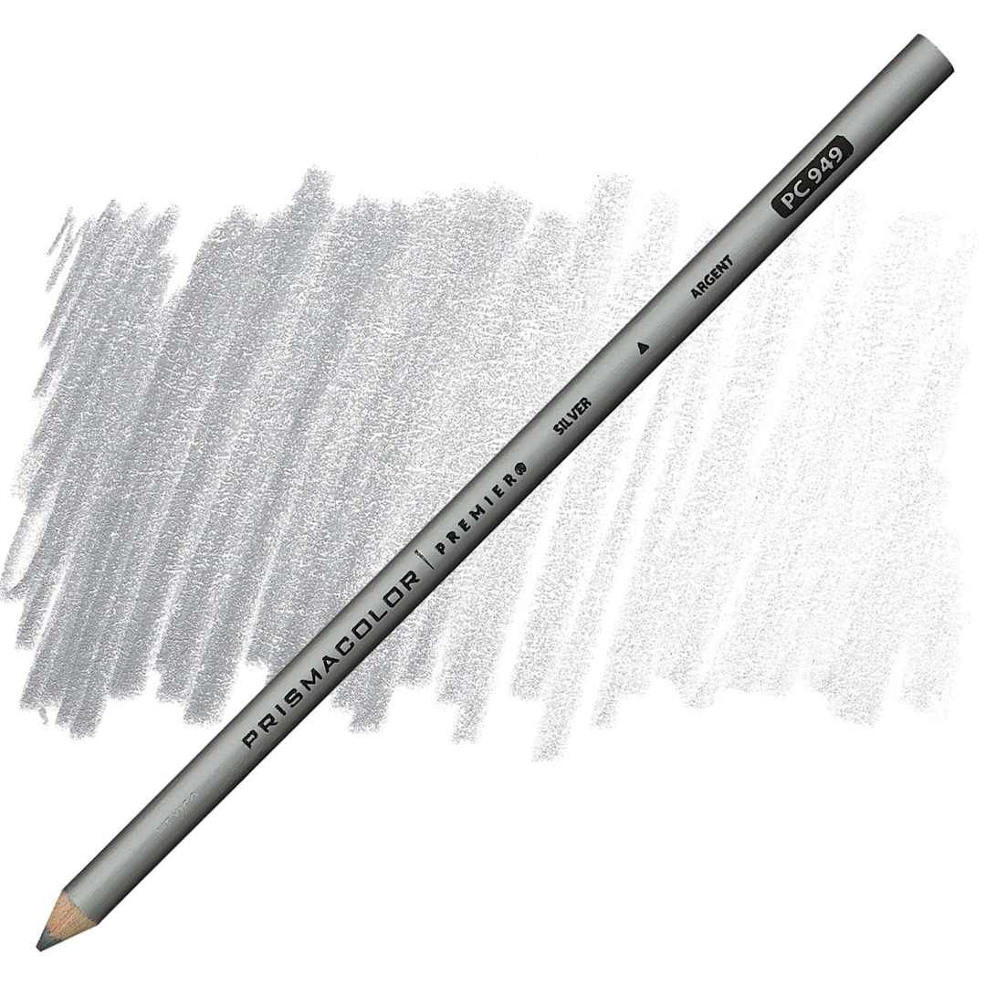 Open in modal - Prismacolor Premier Colored Pencil - Metallic Silver pencil and swatch