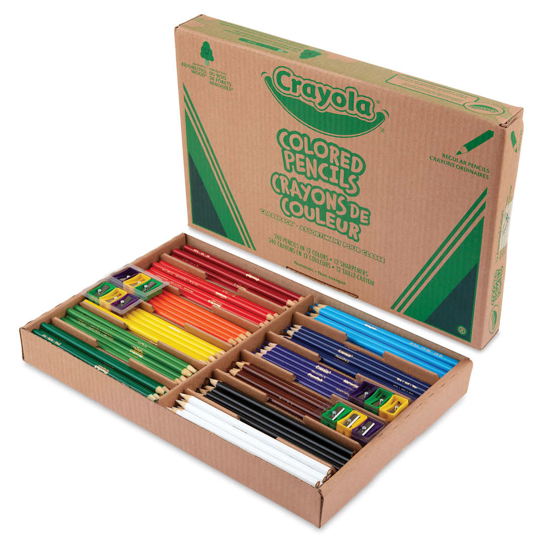 Open in modal - Crayola Colored Pencils - Assorted Colors, Classpack of 240, contents inside of tray in front pack