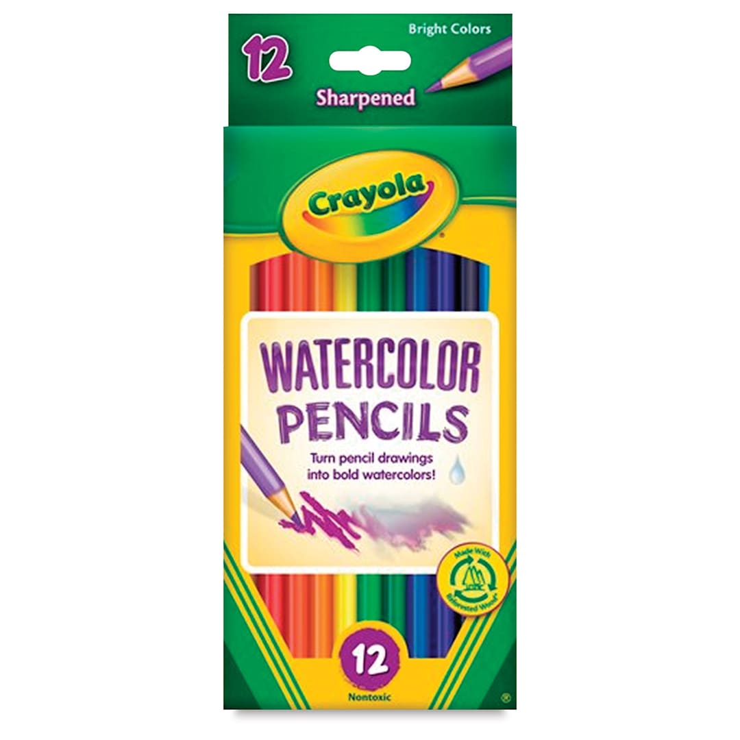 Open in modal - Crayola Watercolor Pencils - Assorted Colors, Set of 12, front of the packaging