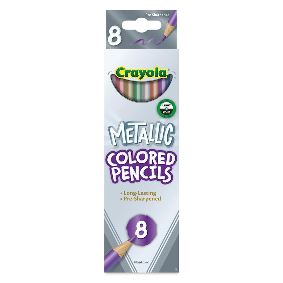 Open in modal - Crayola Metallic Colored Pencils - Assorted Colors, Set of 8