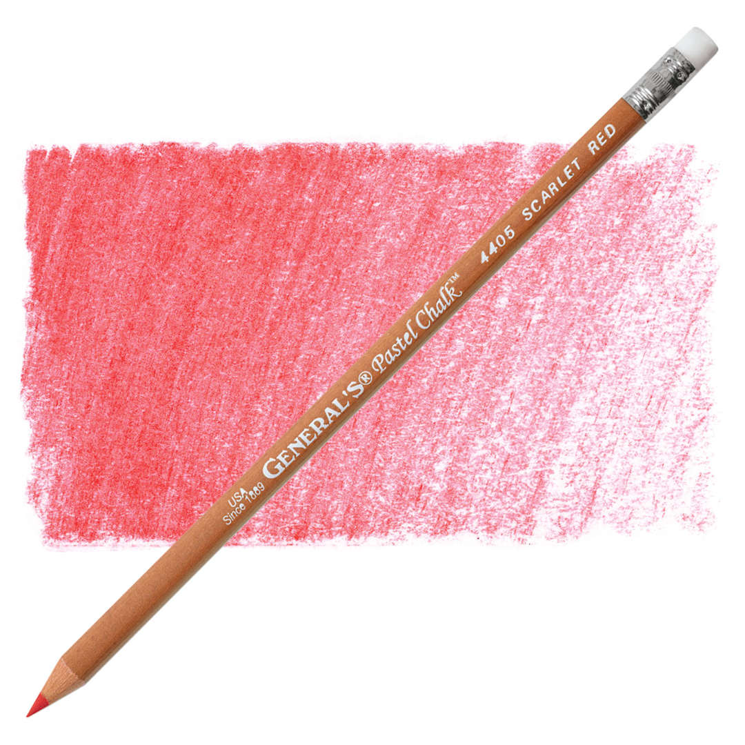 Open in modal - General's Pastel Chalk Pencil - Scarlet pencil and swatch