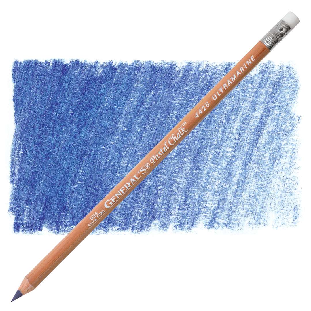 Open in modal - General's Pastel Chalk Pencil - Ultramarine pencil and swatch