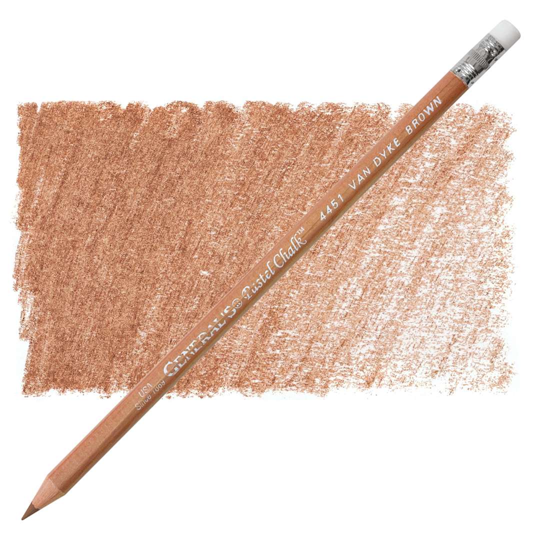 Open in modal - General's Pastel Chalk Pencil - Van Dyke Brown pencil and swatch