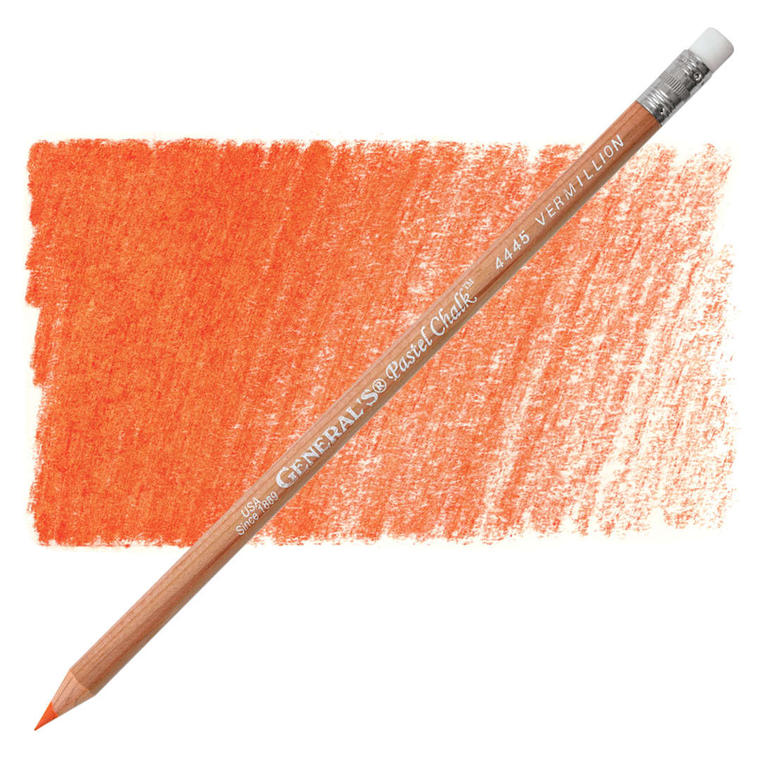 Open in modal - General's Pastel Chalk Pencil - Vermilion pencil and swatch