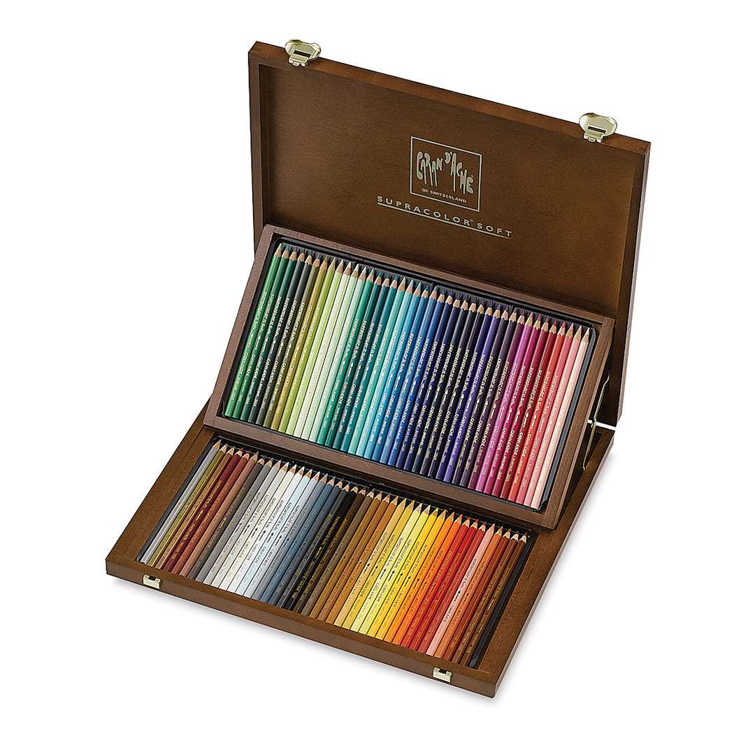 Open in modal - Caran d'Ache Supracolor Soft Aquarelle Pencil Set - Assorted Colors, Set of 80, Wood Box