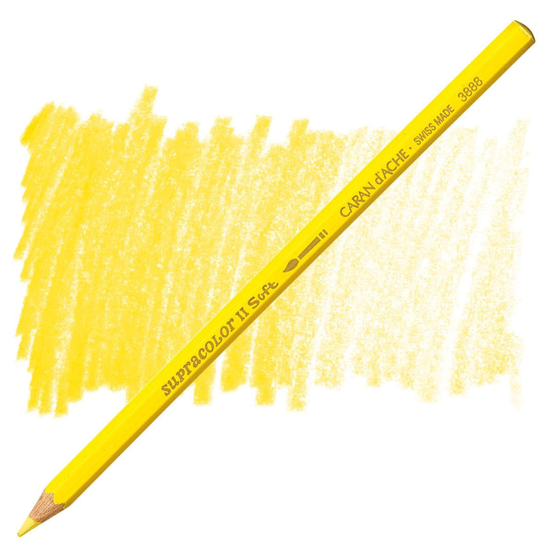 Open in modal - Caran d'Ache Supracolor Soft Aquarelle Pencil - Naples Yellow pencil and swatch