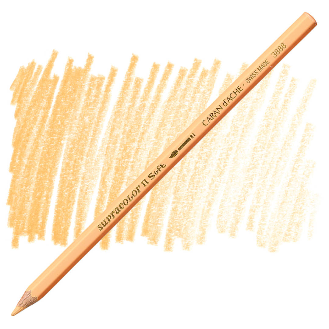 Open in modal - Caran d'Ache Supracolor Soft Aquarelle Pencil - Apricot pencil and swatch