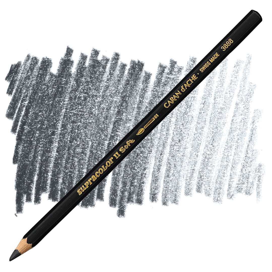 Open in modal - Caran d'Ache Supracolor Soft Aquarelle Pencil - Black pencil and swatch