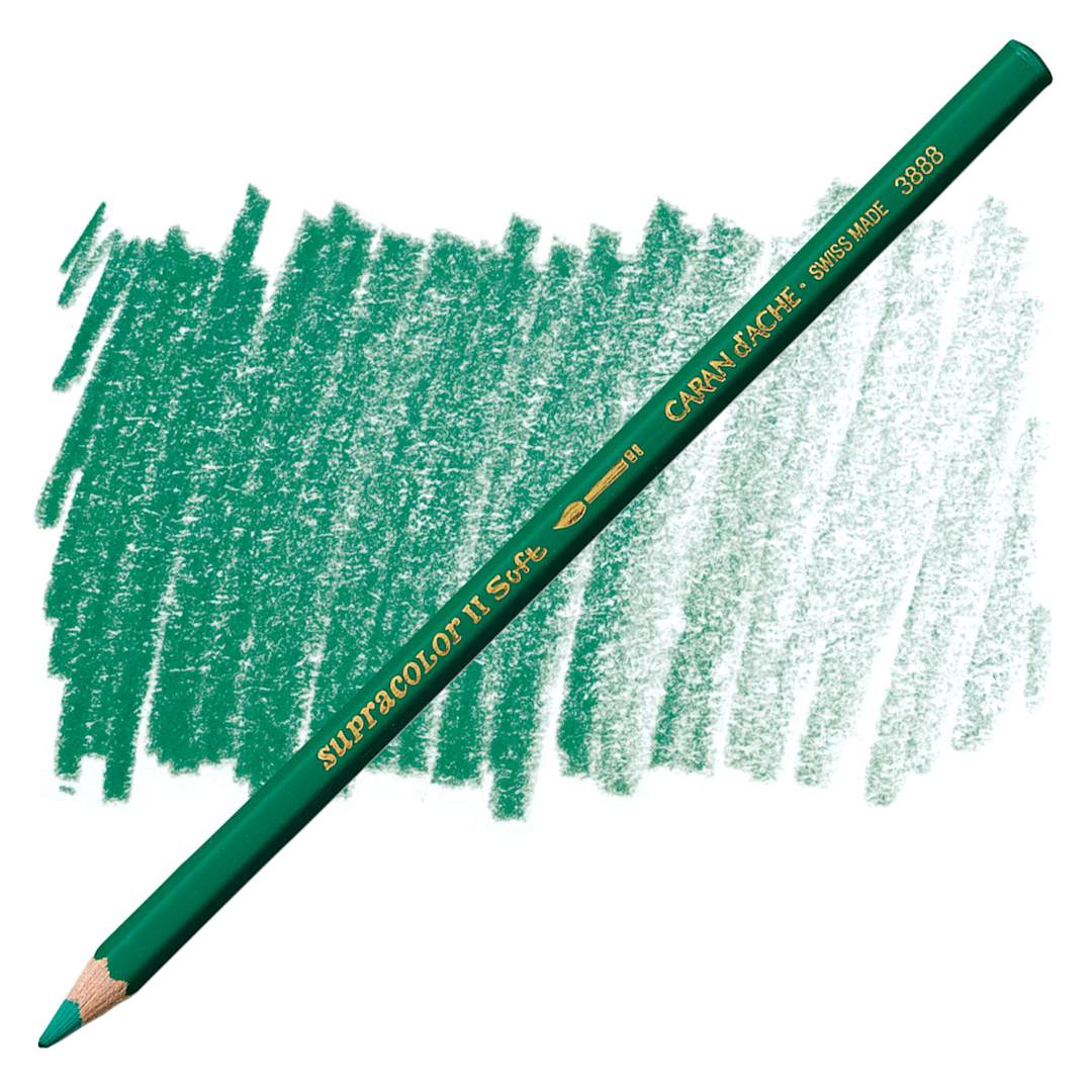Open in modal - Caran d'Ache Supracolor Soft Aquarelle Pencil - Bluish Green pencil and swatch