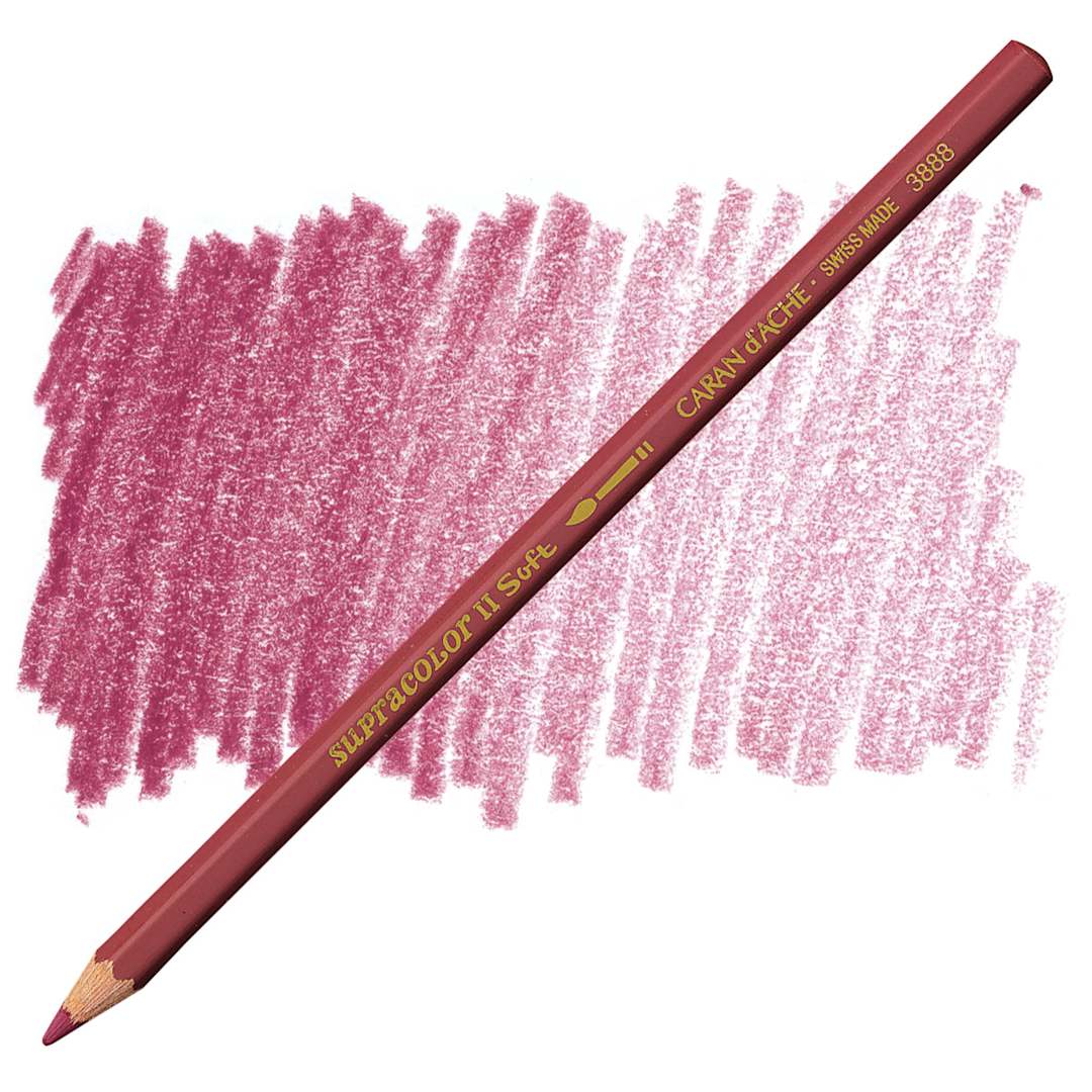 Open in modal - Caran d'Ache Supracolor Soft Aquarelle Pencil - Bordeaux Red pencil and swatch