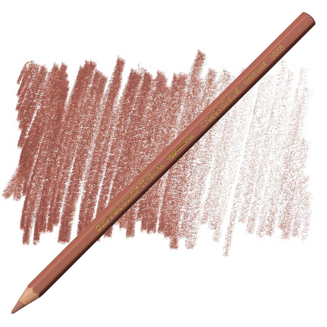 Open in modal - Caran d'Ache Supracolor Soft Aquarelle Pencil - Brownish Orange pencil and swatch