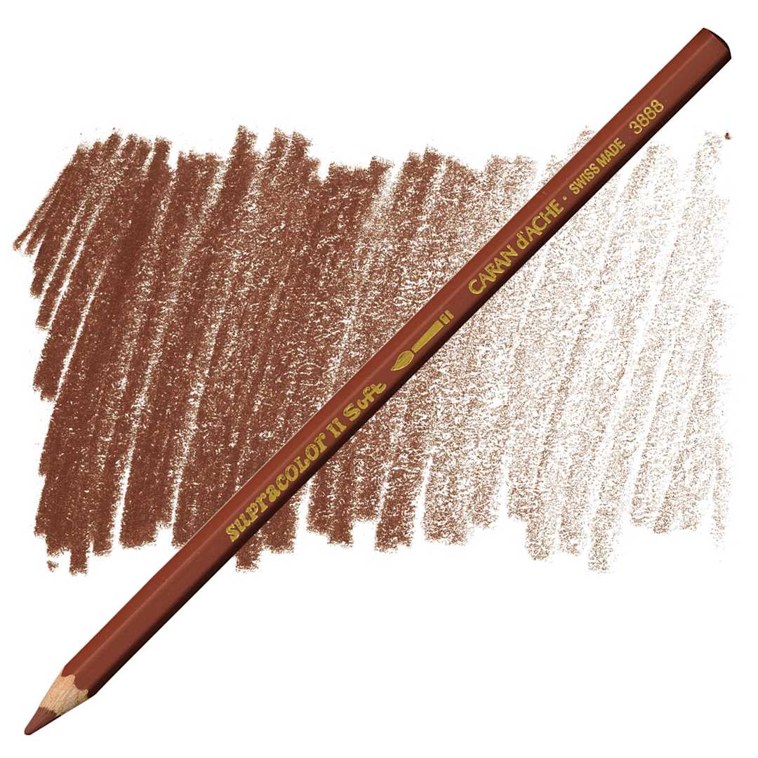 Open in modal - Caran d'Ache Supracolor Soft Aquarelle Pencil - Burnt Sienna pencil and swatch