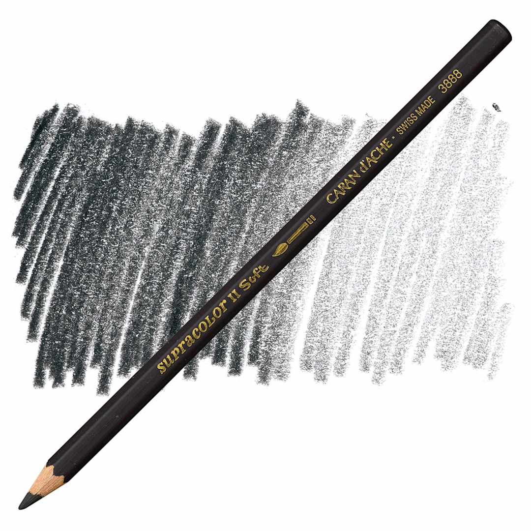 Open in modal - Caran d'Ache Supracolor Soft Aquarelle Pencil - Charcoal Gray pencil and swatch
