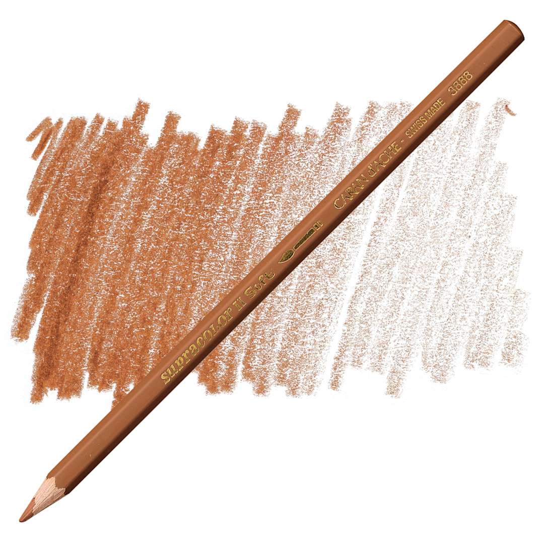 Open in modal - Caran d'Ache Supracolor Soft Aquarelle Pencil - Cinnamon pencil and swatch